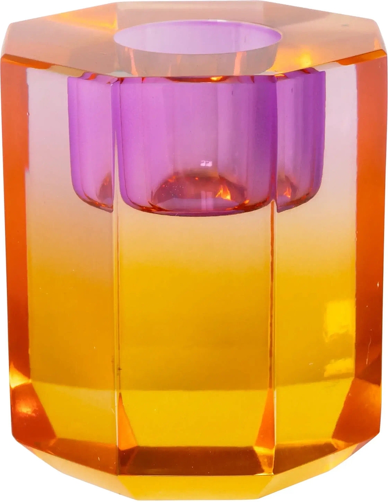 C'EST BON Crystal Candle Holder |Orange |H6 cm