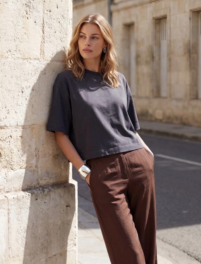 Minus Msgamma Cropped Gots T-Shirt - Navy - XL