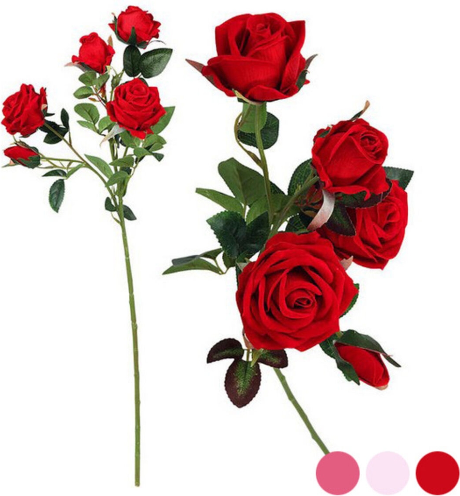 Kunstig rosenstamme med 5 roser - hvid, 60 cm