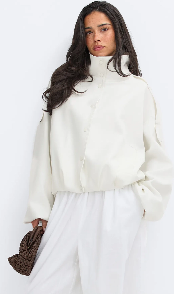 high neck short jacket - vit - dam - gina tricot