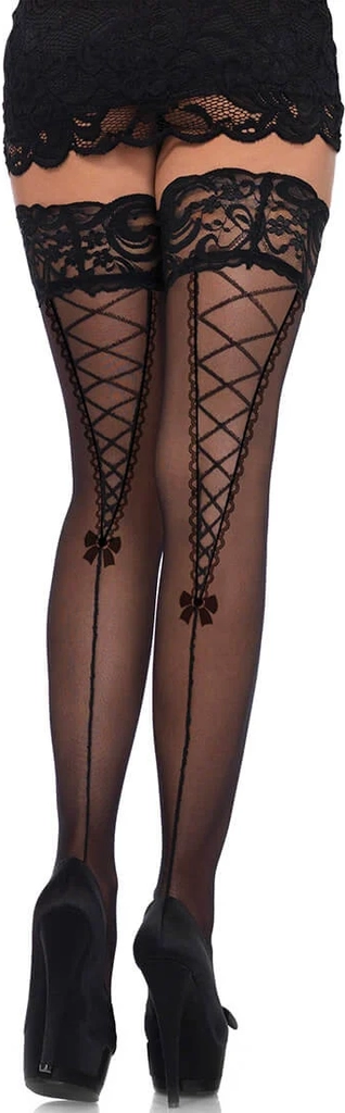 Sheer Stay Up With A Lace Top Black