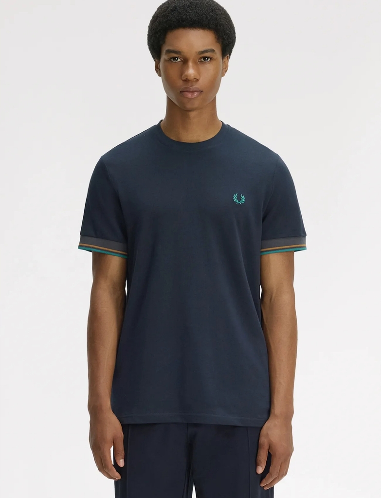 Fred Perry Twin Tipped  Cuff T-Shirt - Navy - XS