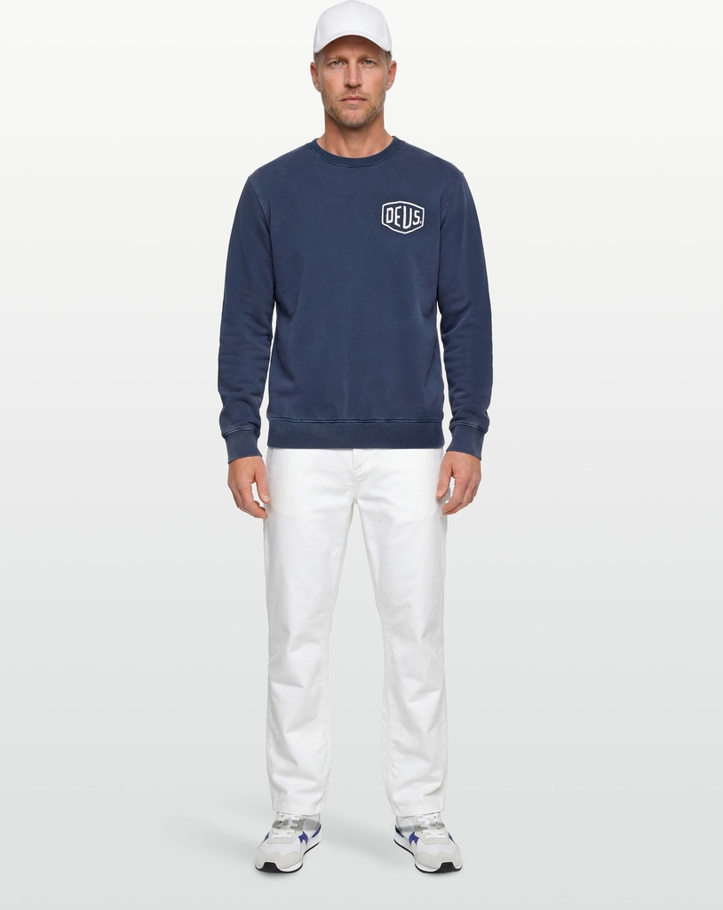 Deus Ex Machina Shield Garment Dyed Crew - Navy - S