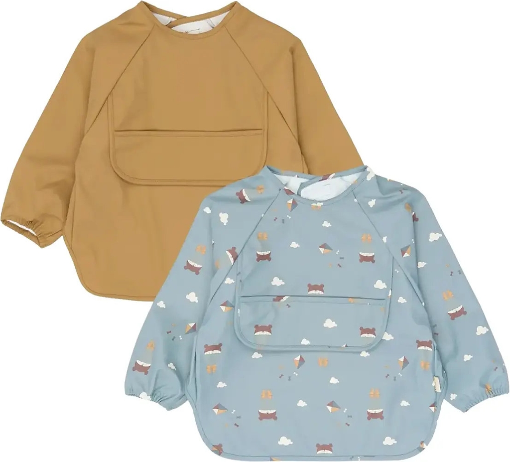 Fabelab Sleeve Bib 2-Pack - Little Flyers A - Brown - ONE SIZE