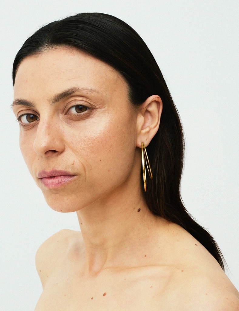 Jane Kønig Big Double Olympia Hoop Ørering Single Rustfrit Stål - Gold