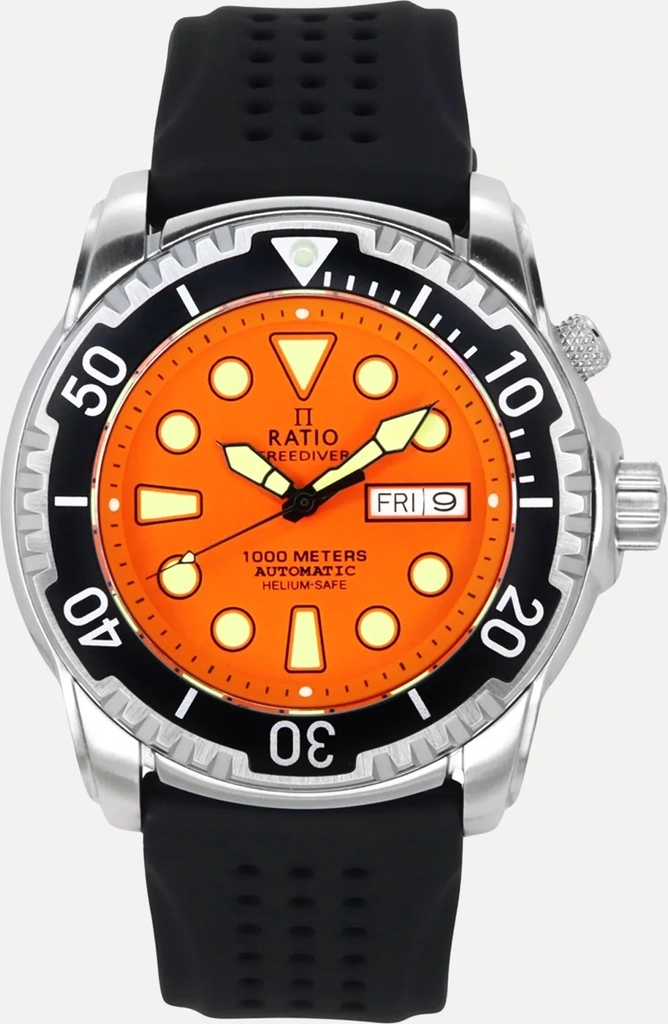 ratio freediver version 02 helium safe 1000m sapphire automatic orange dial 1068ha90-34va-org-v02 men's watch