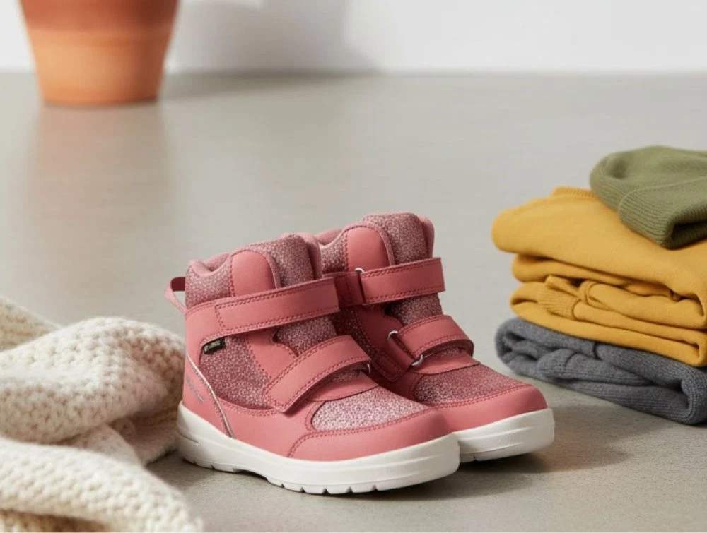 viking fun glitter warm vinterstøvle pink med glimmer og gore-tex