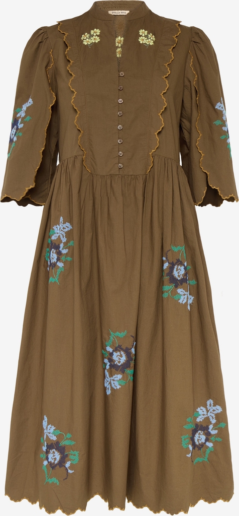 embroidered loose midi dress - midi kjoler