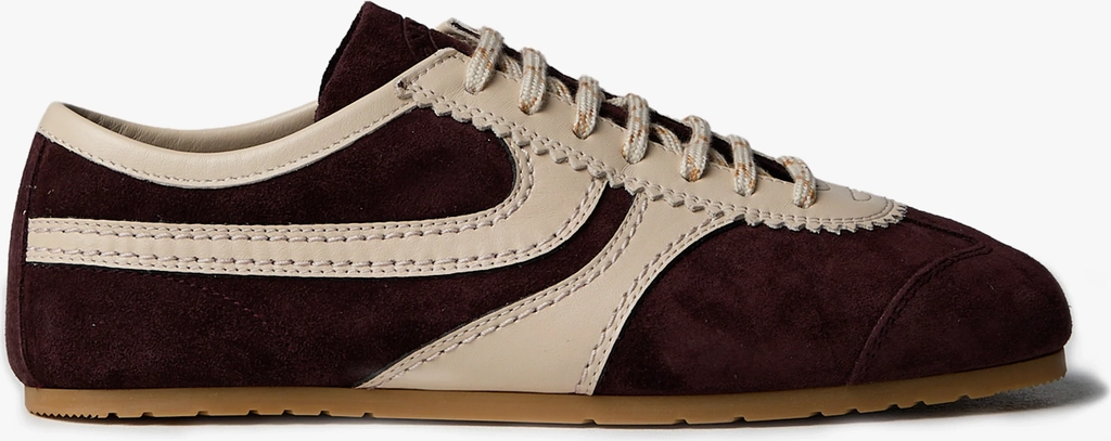 leather-trimmed suede sneakers in dark purple