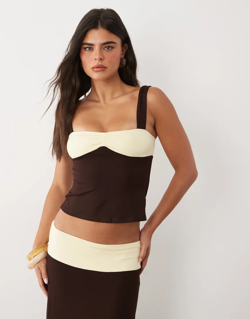 Motel Lure Top Co-Ord - Brown/Yellow