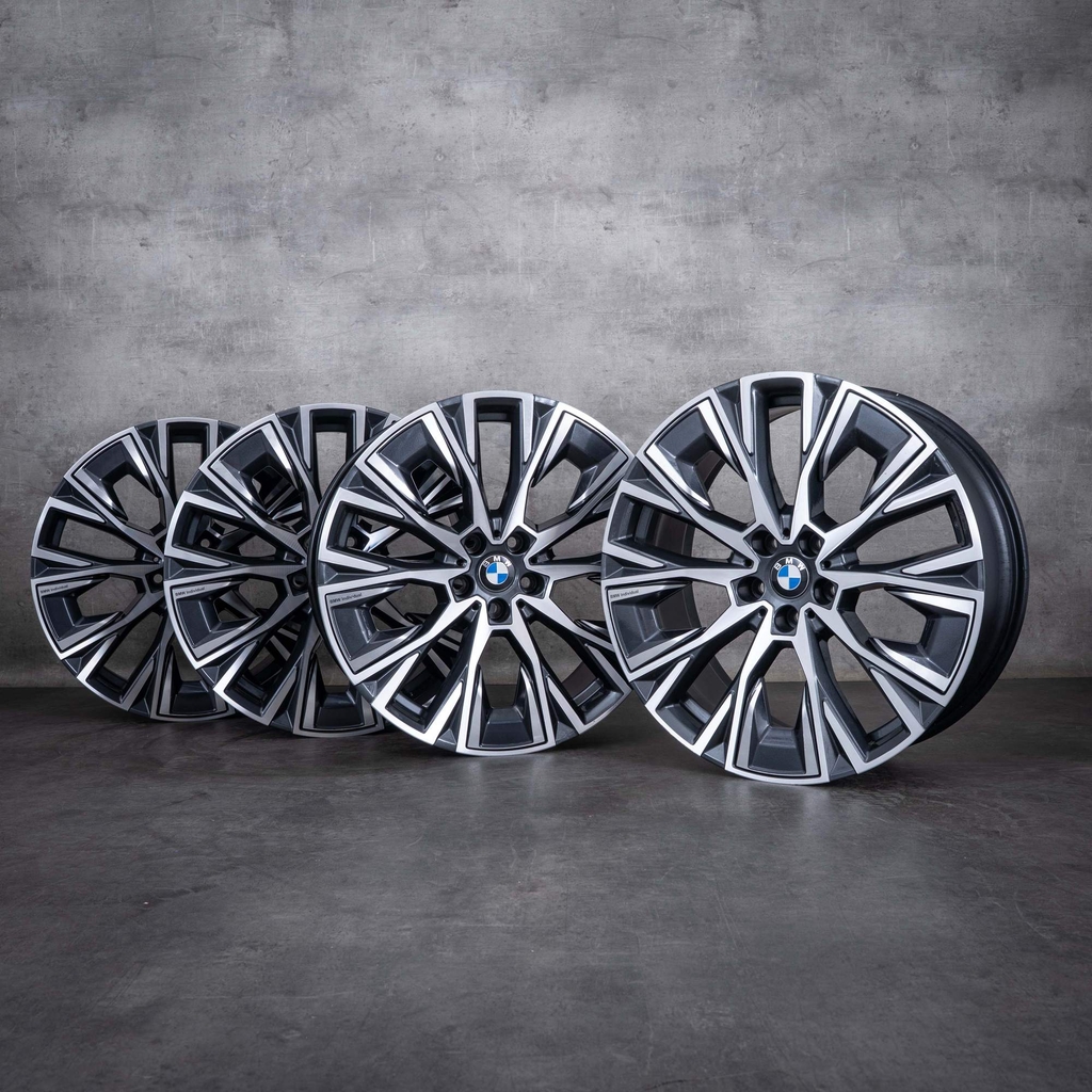 originale bmw fælge 20 tommer 4-serie i4 g26 gran coupe styling 862i 8747310 8747311 orbit grey poleret drejet