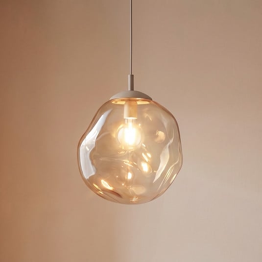 hængelampe lava, ø 35 cm, e27, sand/cognac, glas