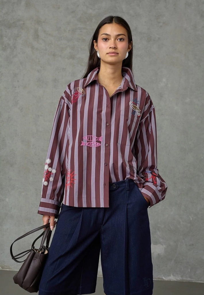 love & divine - love1555-1 20019 - 830 - brown stripes emb.