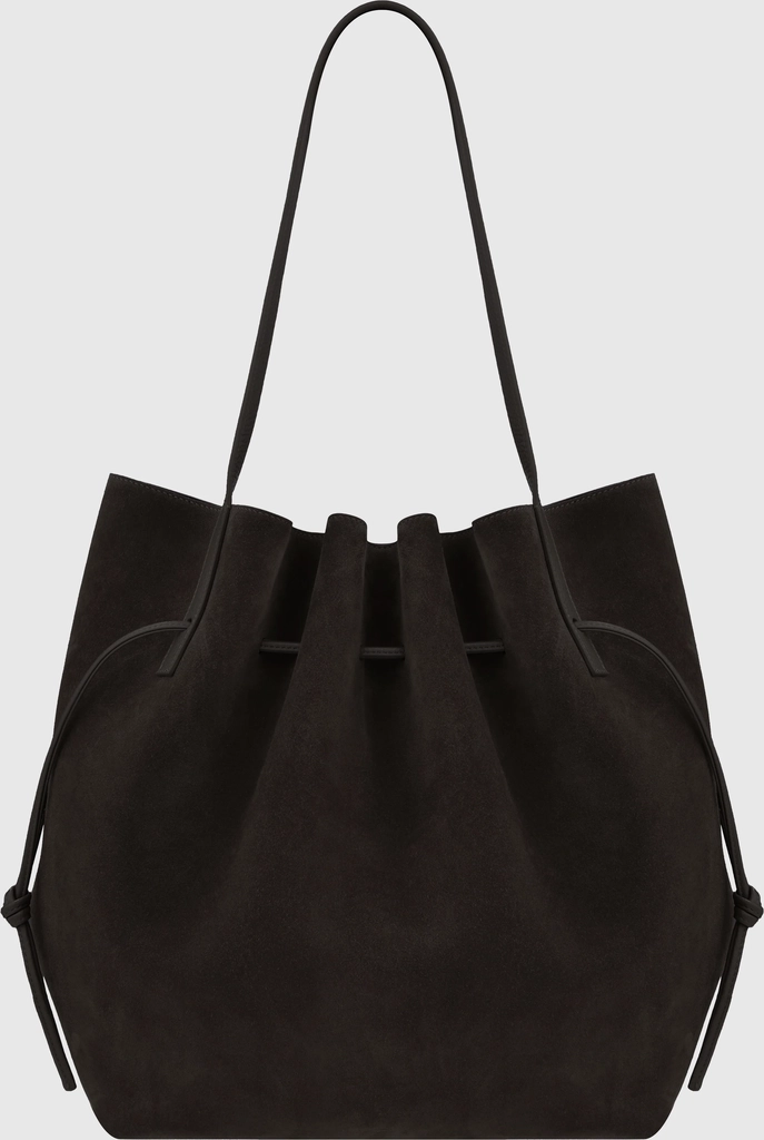 SCALLOP TOTE - GANACHE SUEDE