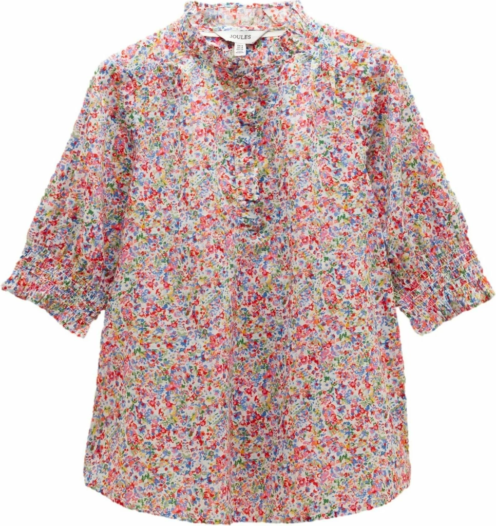 regular fit - melanie short sleeve ruffle blouse . - bluse - multi
