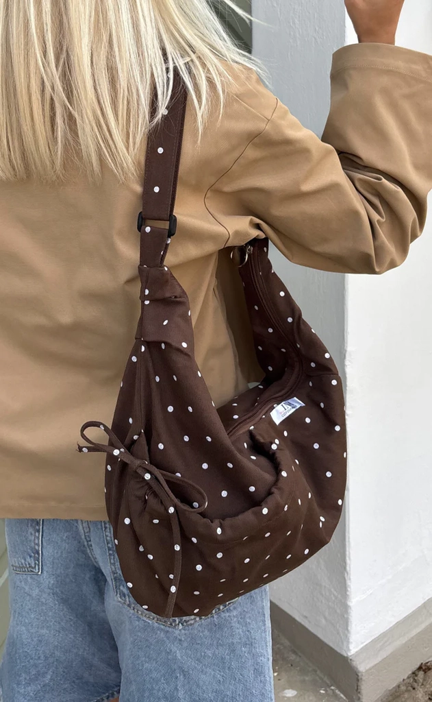 say ina copenhagen taske - dalia dotted - brown w. dots