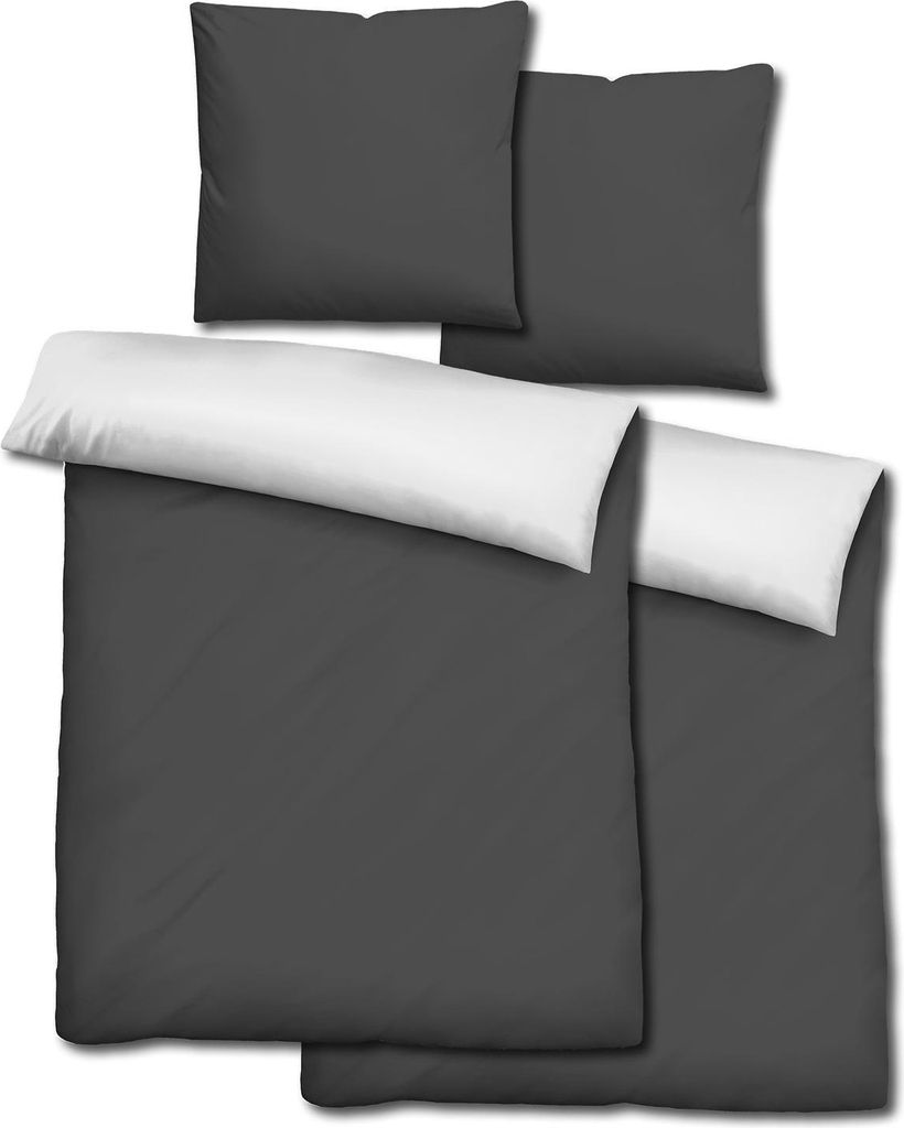 dobbeltpakke med cloudcomfort basic vendbart sengelinned sort/hvid 135 x 200 + 80 x 80 cm