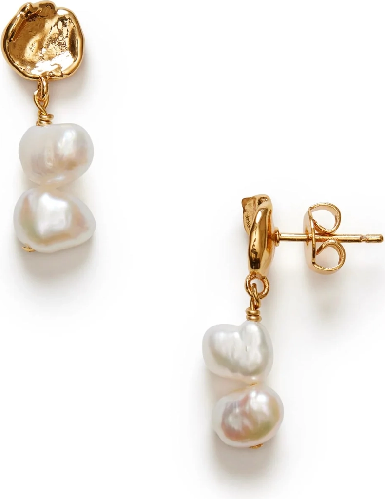 pearly drop earring-short gold