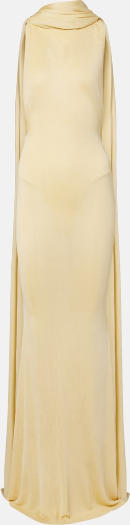 Self-Portrait Scarf-Detail Knitted Maxi Dress