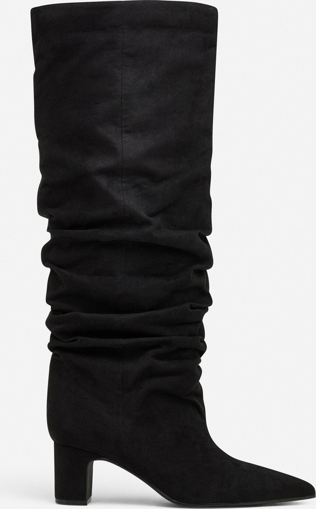 Nelly Scrunch Pointy Block Boot - Svart