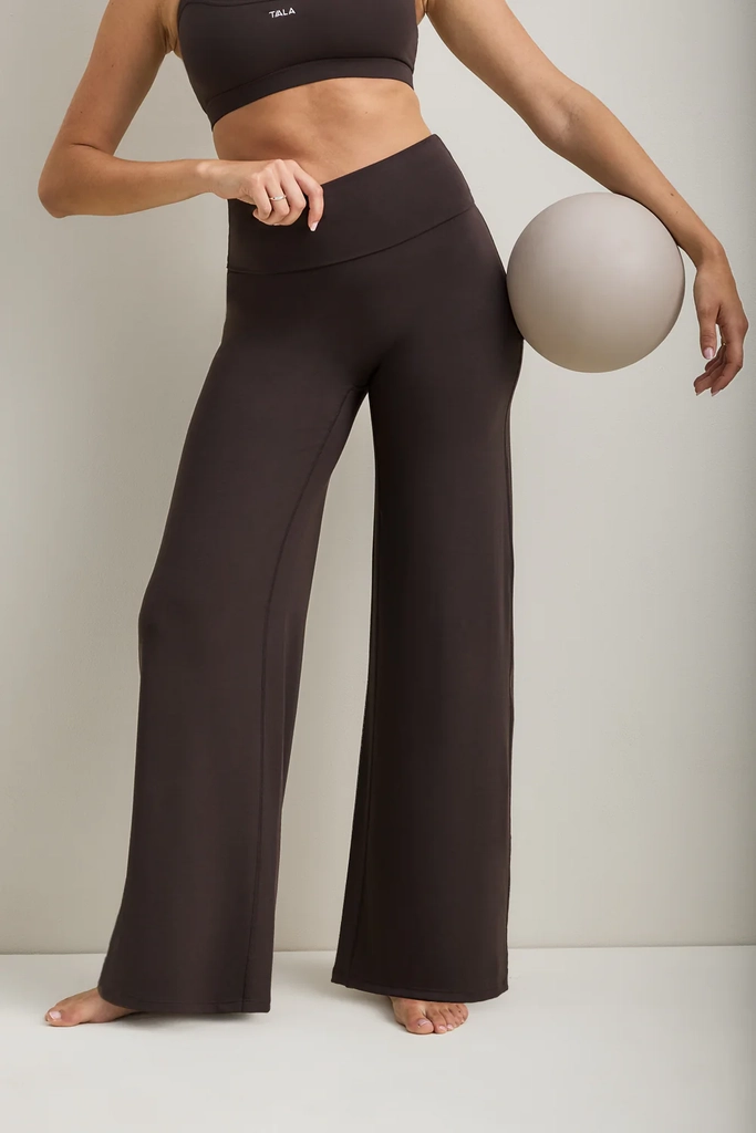 SoftSet Fold Waist Wide Leg Trouser - Americano