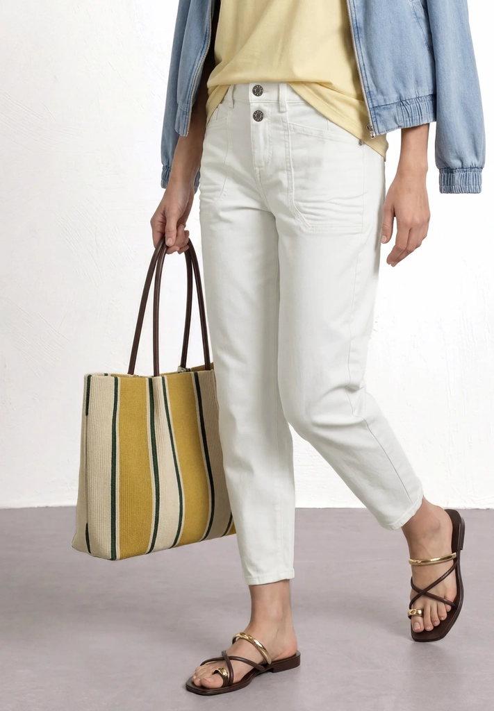 high waist barrel leg jeans im loose fit - wide leg - off white washed