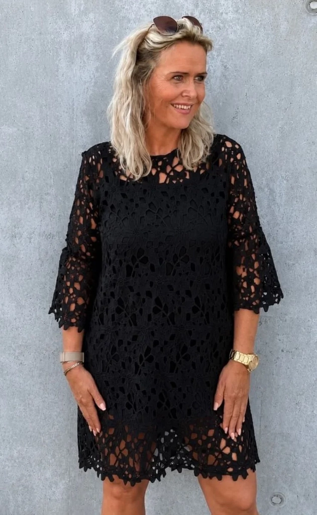 tim og simonsen kjole - peach lace - black