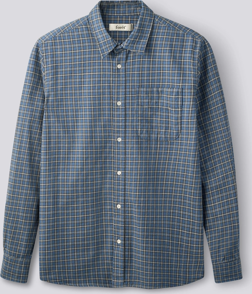 ridge regular fit flannel shirt - navy check