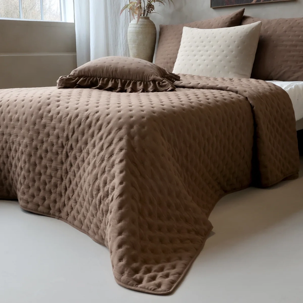 chic antique, aix, soft sengetæppe, l260/b240 cm., valnød