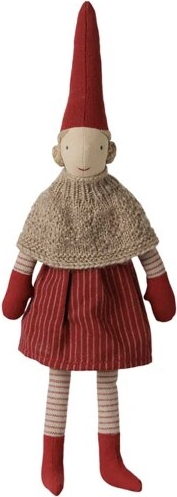 maileg mini nisse 2026 size 2 pige - strikket kappe