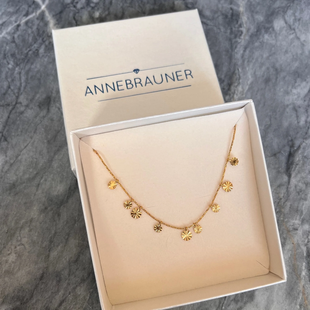 ANNEBRAUNER Sun Pendant Halskæde 18K Guldbelagt.