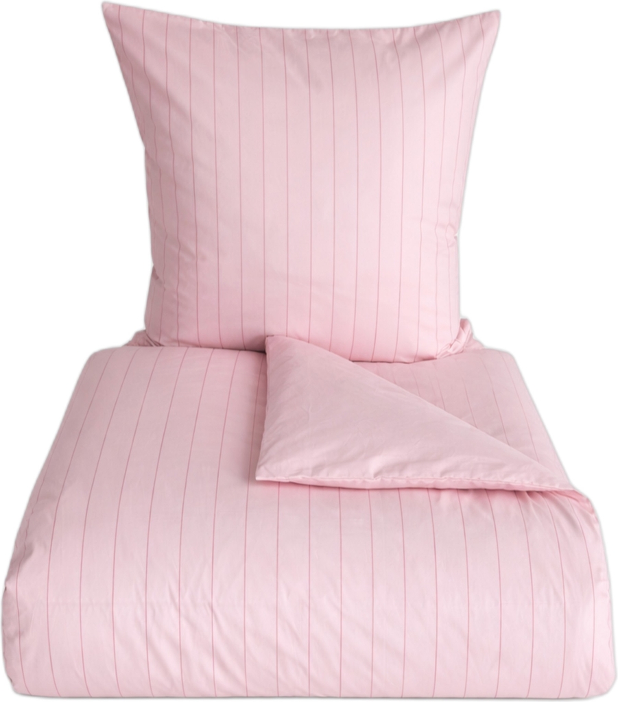 OMHU Økologisk Sengesæt Needle Stripe Rose/pink Str 140x200 cm - Sengetøj hos Magasin