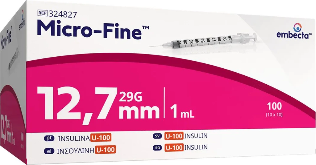 bd micro fine insulinsprøjte 1,0 ml (100 stk)