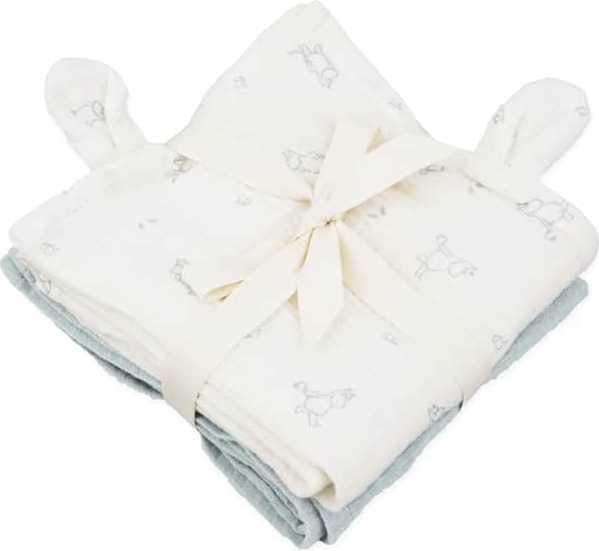 Barbo Toys Mumi Stofble - 2 stk. - B 60 x L 60 cm - Økologisk bomuld - Hvid/blå