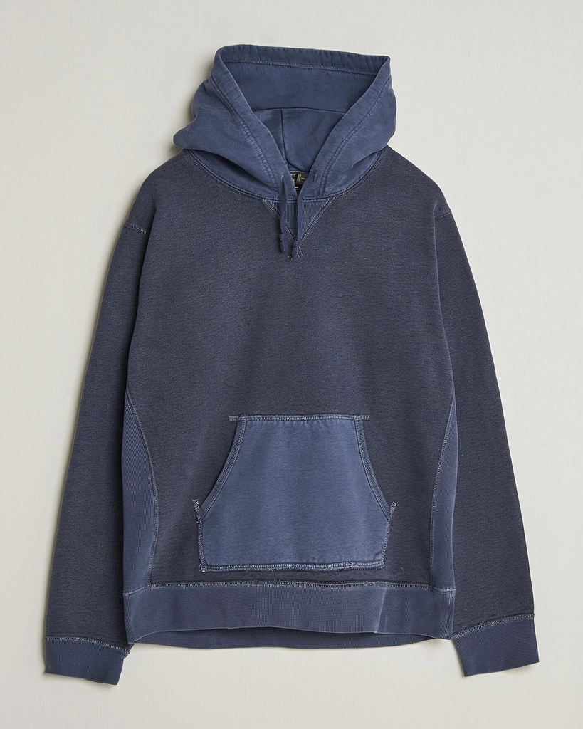 RRL Mens VYContrast-panel Relaxed-fit Cotton Hoody NAVY MULTI