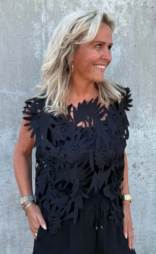 tim og simonsen top - yrsa lace - black