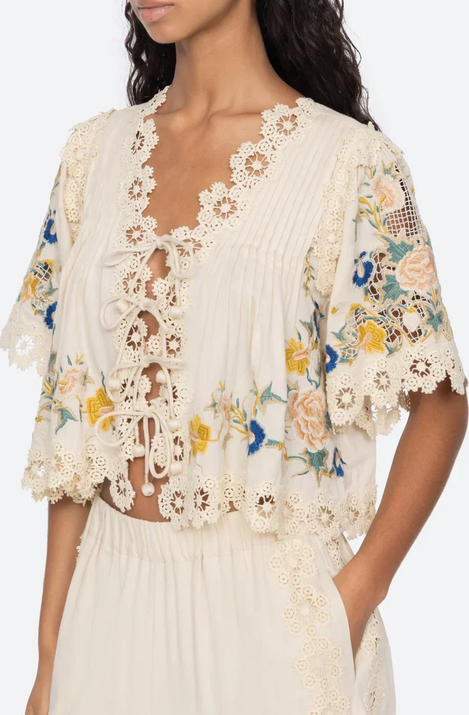 sea new york adonna emb s/slv top cream
