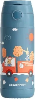 bearfoot børne termo drikkedunk - rustfri stål - 350 ml - brandbil og kaniner
