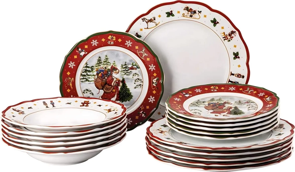 Hutschenreuther Happy Wintertime Rotes Weihnachtsgeschirr 6 Personen Set 6stk