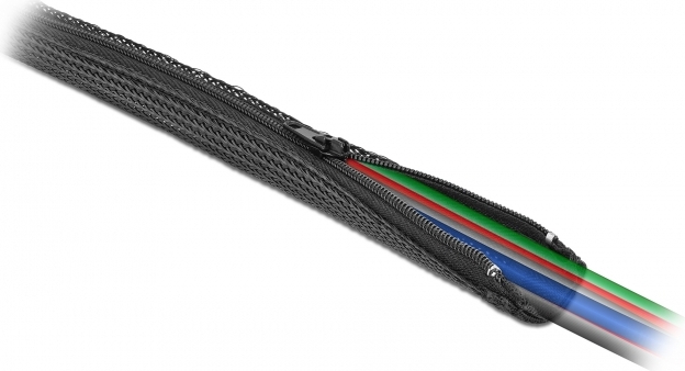 DeLOCK Braided Sleeve with zip fastener heat-resistant 1m x 30mm