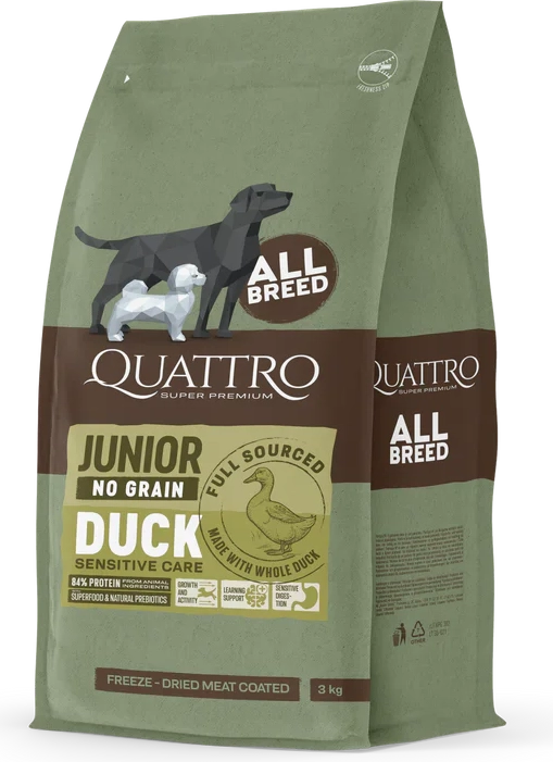 Quattro Super Premium Hvalpefoder Kornfri Alle Racer Junior