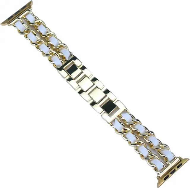 stilfuldt metalarmbånd til apple watch 38/40/41 mm, guld/hvid