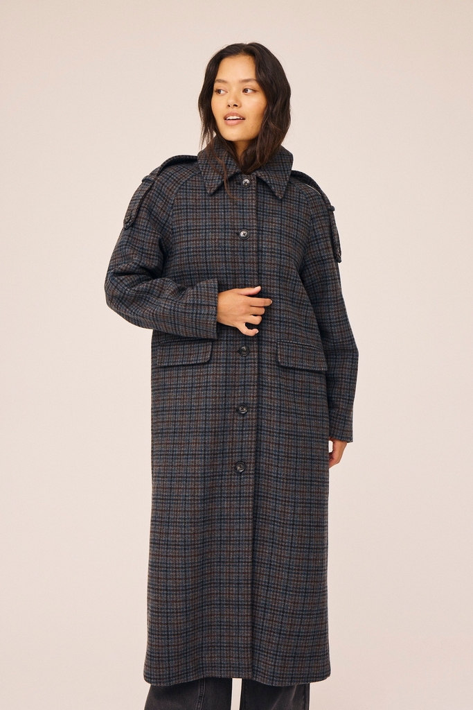 Magasin Reeva 12 Coat Wool mix GRS Kvinde Autumn Check Frakker Str XS