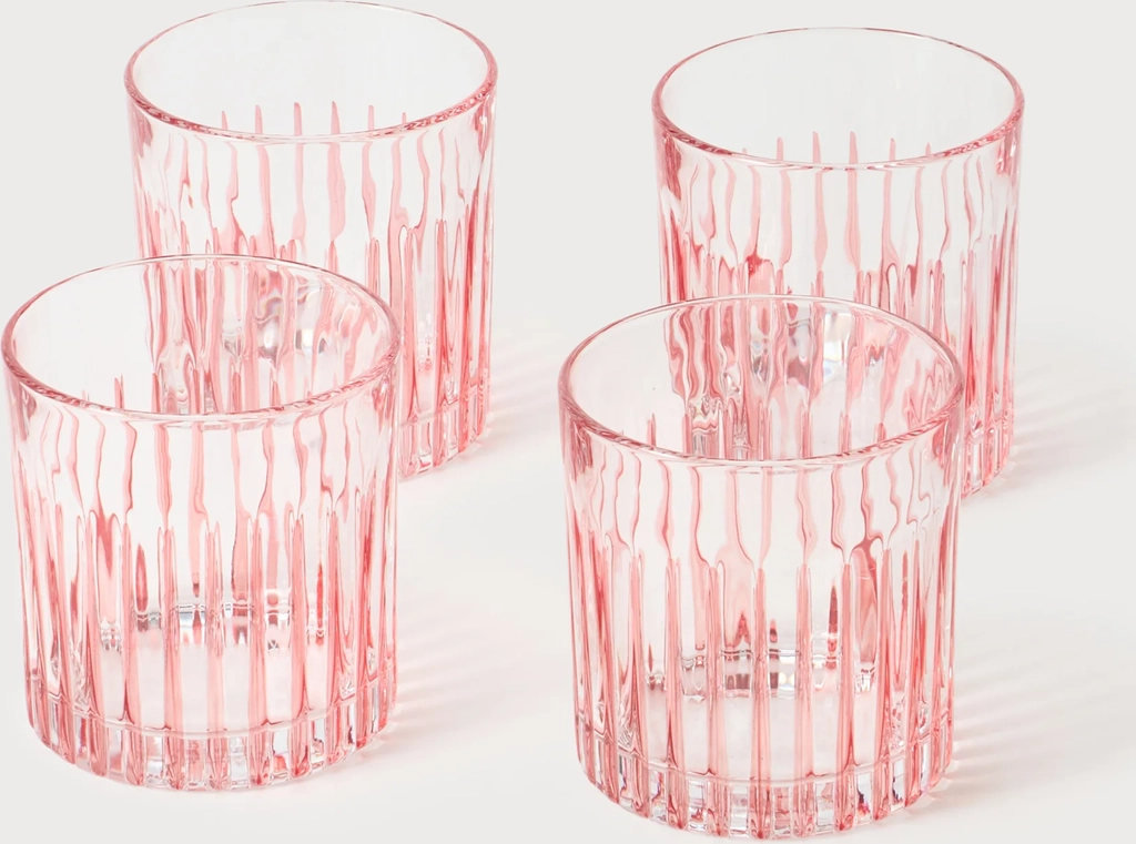 les ottomanswater tumbler 4 pack - glas - coral