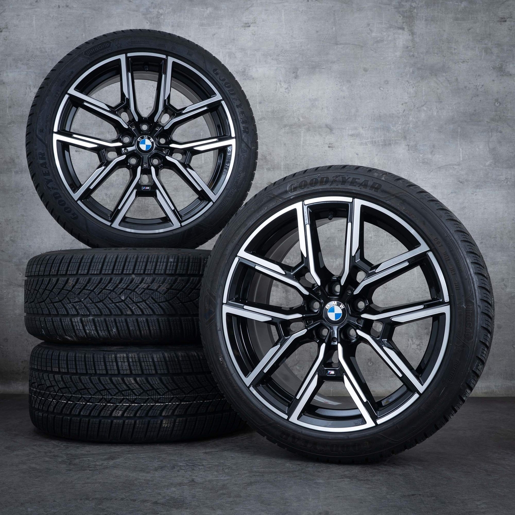 originale bmw 4-serie i4 fælge 19 tommer g26 gran coupé med sommerdæk styling 859 m 8747304 8747305 sort poleret