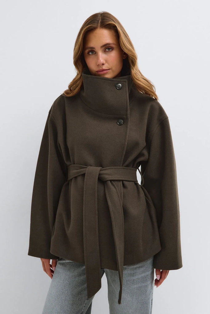 high neck wool blend jacket