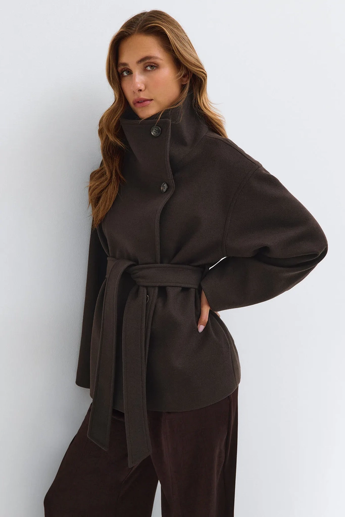 high neck wool blend jacket