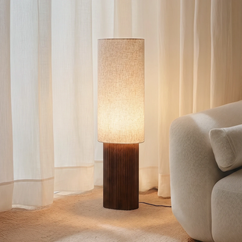 Lindby Gulvlampe Kimiko Trefarget Stoff Tekstil Gulvlampe 100cm