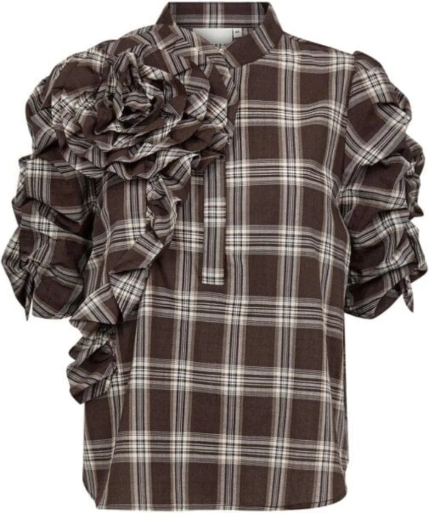 gossia zabinago blouse, brown checks