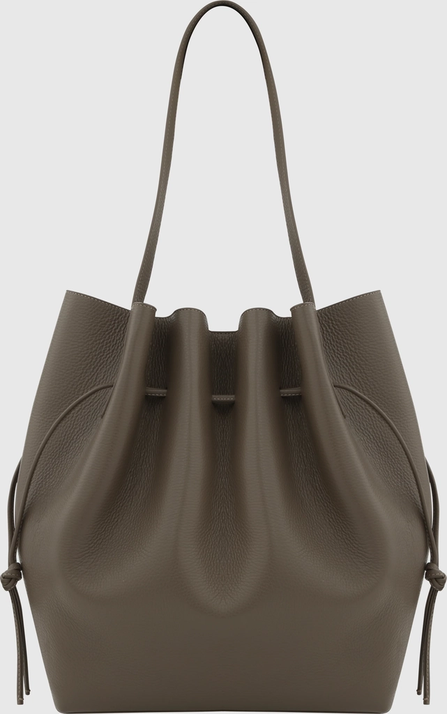 scallop tote - taupe pebble grained leather